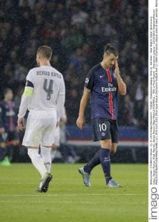 Fußball, Champions League, Paris St. Germain - Real Madrid Zlatan Ibrahimovic (psg), Sergio Ramos (Real Madrid), Sergio Ramos (Real Madrid) FOOTBALL : PSG vs Real Madrid - Champions League - 21 10 2015 StephaneAllaman 