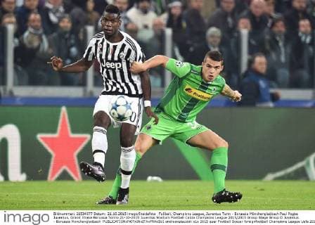 Fußball, Champions League, Juventus Turin - Borussia Mönchengladbach Paul Pogba Juventus, Granit Xhaka Borussia Torino 21-10-2015 Juventus Stadium Football Calcio Champions League 2015 2015 Group Stage Group D Juventus - Borussia Monchengladbach andreaxstaccioli