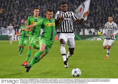 Granit Xhaka Borussia, Paul Pogba Juventus Torino 21-10-2015 Juventus Stadium Football Calcio Champions League 2015 2015 Group Stage Group D Juventus - Borussia Monchengladbach andreaxstaccioli
