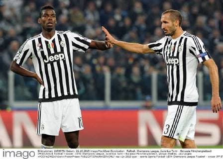 Fußball, Champions League, Juventus Turin - Borussia Mönchengladbach IPP20151021 Football - soccer: UEFA Champions League, Juventus Turin - Borussia Mönchengladbach, giorgio chiellini, paul pogba xHOCHxZWEIx xItalyxPhotoxPressx 