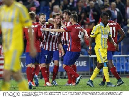 Fußball, Champions League, Atletico Madrid - FK Astana Champions League match played between Atletico Madrid and FC Astana. In this picture. Saul scores first goal. xJOSExA.xGARCIAx 