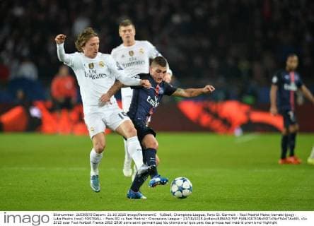 Fußball, Champions League, Paris St. Germain - Real Madrid Marco Verratti (psg) - Luka Modric (real) FOOTBALL : Paris SG vs Real Madrid - Champions League - 21 10 2015 AnthonyBIBARD FEP 
