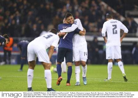 Fußball, Champions League, Paris St. Germain - Real Madrid Lucas (PSG), Casemiro (Real Madrid) FOOTBALL : PSG vs Real Madrid - Champions League - 21 10 2015 GwendolineLeGoff 
