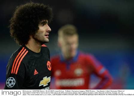 Fußball, Champions League, ZSKA Moskau - Manchester United Marouane Fellaini of Manchester United ManU reacts during their Group B UEFA Champions league match against Russia s CSKA Moscow in Khimki, Russia, Oct. 21, 2015. The match ended with a 1-1 draw. ) (SP)RUSSIA-KHIMKI-SOCCER-UEFA CHAMPIONS LEAGUE-CSKA MOSCOW VS MANCHESTER UNITED PavelxBednyakov 
