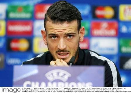 Leverkusen Alessandro Florenzi ( 24, AS Rom) Pressekonferenz Bayer 04 Leverkusen - AS Rom, Spieltag 3, Gruppe E, Fussball, UEFA Champions League, 18.10.2015 Copyright: Deutzmann Eibner-Pressefoto EP_CDN