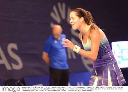 Oct. 22, 2015 - Luxembourg, Luxembourg - ANA IVANOVIC of Serbia in action in her match v. A. Van Uytvanck at the BGL BNP Paribas Luxembourg Open tennis tournament on Thursday 22 October 2015 Tennis 2015 - BGL BNP Paribas Luxembourg Open - Day 3 - ZUMAl132