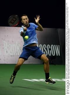 RUSSIAN FEDERATION. Moscow. 22 oct.2015. complex OLympic (Indoore stadium). XXVI Anniversary International tennis tournament Kremlin Cup by Bank of Moscow 2015. Men, Singles. Karatsev Aslan (RUS) vs Kohlschreiber Philipp (GER). Kohlschreiber Philipp (GER) 