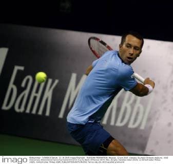 RUSSIAN FEDERATION. Moscow. 22 oct.2015. complex OLympic (Indoore stadium). XXVI Anniversary International tennis tournament Kremlin Cup by Bank of Moscow 2015. Men, Singles. Karatsev Aslan (RUS) vs Kohlschreiber Philipp (GER). Kohlschreiber Philipp (GER) 