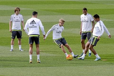 Fußball, Training Real Madrid Real Madrid training session in Valdebebas. In this picture, Modric, Danilo, Odegaard, Casemiro and Cristiano Ronaldo. xJUANxAGUADOx 