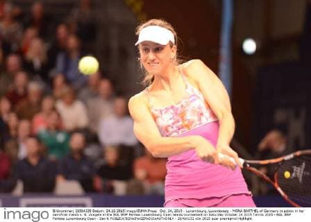 Oct. 24, 2015 - Luxembourg, Luxembourg - MONA BARTHEL of Germany in action in her semifinal match v. S. Voegele at the BGL BNP Paribas Luxembourg Open tennis tournament on Saturday October 24 2015 Tennis 2015 - BGL BNP Paribas Luxembourg Open - Day 6 - ZUMAl132
