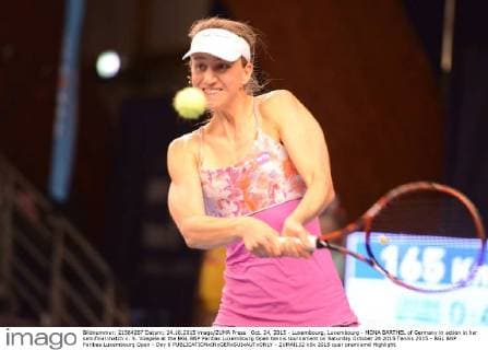 Oct. 24, 2015 - Luxembourg, Luxembourg - MONA BARTHEL of Germany in action in her semifinal match v. S. Voegele at the BGL BNP Paribas Luxembourg Open tennis tournament on Saturday October 24 2015 Tennis 2015 - BGL BNP Paribas Luxembourg Open - Day 6 - ZUMAl132