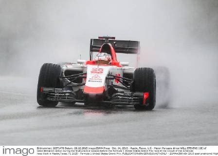 Oct. 24, 2015 - Austin, Texas, U.S - Manor Marussia driver WILL STEVENS (28) of Great Britain in action during the final practice session before the Formula 1 United States Grand Prix race at the Circuit of the Americas race track in Austin,Texas. F1 2015 - Formula 1 United States Grand Prix. - ZUMAw300