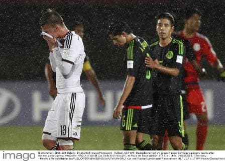 Fußball, U17 WM, Deutschland verliert gegen Mexiko Germany s players reacts after the end game against Mexico for FIFA U-17 World Cup Chile 2015 Group C, at Fiscal de Talca stadium in Talca , Chile. 24 10 2015. Germany - Mexiko MarceloHernandez 
