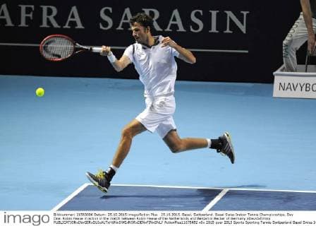 25.10.2015. Basel, Switzerland. Basel Swiss Indoor Tennis Championships. Day One. Robin Haase in action in the match between Robin Haase of the Netherlands and Benjamin Becker of Germany xDavidxEmmx  ActionPlus11675482