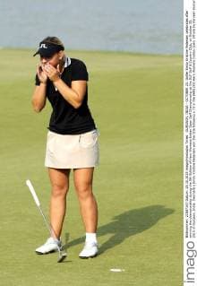 GURGAON, INDIA - OCTOBER 25: Golfer Emily Kristine Pedersen celebrates after winning the championship during the 9th Edition of Hero Womens Indian Open Golf Championship at the DLF Golf & Country Club, on October 25, 2015 in Gurgaon, India. Denmark s Emily Kristine Pedersen won the title following a 73 in the $400,000 Hero Womens Indian Open. (Photo by Parveen Kumar Hindustan Times ) 9th Edition Of Hero Womens Indian Open Golf Championship