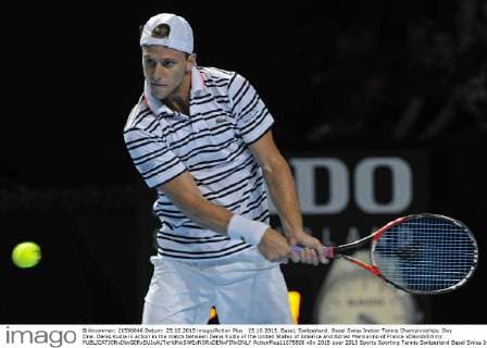 25.10.2015. Basel, Switzerland. Basel Swiss Indoor Tennis Championships. Day One. Denis Kudla in action in the match between Denis Kudla of the United States of America and Adrian Mannarino of France xDavidxEmmx  ActionPlus11675806