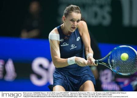 Agnieszka Radwanska (POL) in the Singles in the BNP PARIBAS WTAF FINALS (Singapore) at the Indoor Stadium on 25 Oct 2015 in Singapore. She lost to Maria Sharapova (RUS). NoxThirdxPartyxSales  (ldta_snpten_51)
