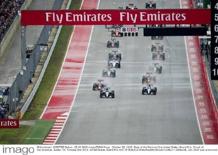 October 25, 2015: Start of the Formula One United States Grand Prix, Circuit of the Americas. Austin, TX. Formula One 2015: United States Grand Prix OCT 25 - ZUMAc04_