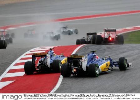 Motorsports: FIA Formula One World Championship WM Weltmeisterschaft 2015, Grand Prix of United States, 9 Marcus Ericsson (SWE, Sauber F1 Team), 12 Felipe Nasr (BRA, Sauber F1 Team), xHOCHxZWEIx
