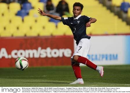 Football, France v Syria. FIFA U-17 World Cup Chile 2015. French player Alexis Claude Maurice scores his goal against Syria during the FIFA U-17 World Cup Chile 2015 Group F, at Ester Roa stadium. Concepcion , Chile. 25 10 2015. MarceloHernandez Photosport. 