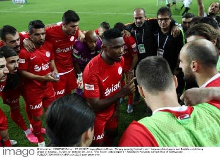 Turkey superlig football match between Antalyaspor and Besiktas at Antalya Arena in Antalya , Turkey, on October 26, 2015. Final Score: Antalyaspor 1 - Besiktas 5 Pictured: Samuel Etoo of Antalyaspor. 