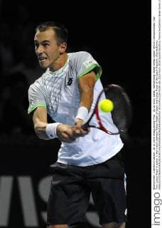 26.10.2015. Basel, Switzerland. Basel Swiss Indoor Tennis Championships. Day Two. Lukas Rosol in action in the match between Rafael Nadal of Spain and Lukas Rosol of the Czech Republic xDavidxEmmx  ActionPlus11676180