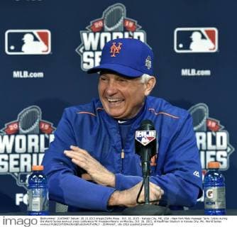 Oct. 26, 2015 - Kansas City, MO, USA - New York Mets manager Terry Collins during the World Series workout press conference PK Pressekonferenz on Monday, Oct. 26, 2015, at Kauffman Stadium in Kansas City, Mo. World Series workout - ZUMAm67_