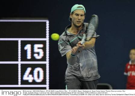 27.10.2015. Basel, Switzerland. Basel Swiss Indoor Tennis Championships. Day Three. Andreas Seppi in action in the match between Andreas Seppi of Italy and David Goffin of Belgium xDavidxEmmx  ActionPlus11676349