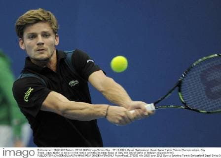 27.10.2015. Basel, Switzerland. Basel Swiss Indoor Tennis Championships. Day Three. David Goffin in action in the match between Andreas Seppi of Italy and David Goffin of Belgium xDavidxEmmx  ActionPlus11676351