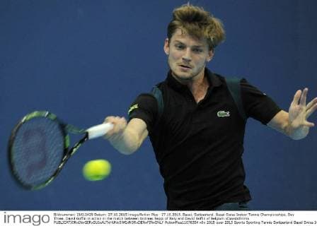 27.10.2015. Basel, Switzerland. Basel Swiss Indoor Tennis Championships. Day Three. David Goffin in action in the match between Andreas Seppi of Italy and David Goffin of Belgium xDavidxEmmx  ActionPlus11676354