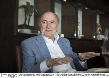 ZURICH, SWITZERLAND. OCTOBER 26, 2015. FIFA president Joseph Sepp Blatter speaks during an exclusive interview with the TASS Russian News Agency. Mikhail Japaridze TASS  TS010BA1