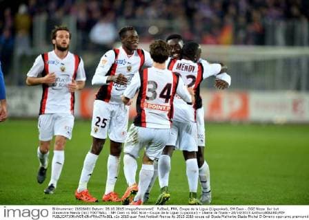 Fußball, FRA, Coupe de la Ligue (Ligapokal), SM Caen - OGC Nizza 1er but Alexandre Mendy (nic) FOOTBALL : SM Caen vs OGC Nice - Coupe de la Ligue (Ligapokal) - 16eme de finale - 28 10 2015 AnthonyBIBARD FEP 