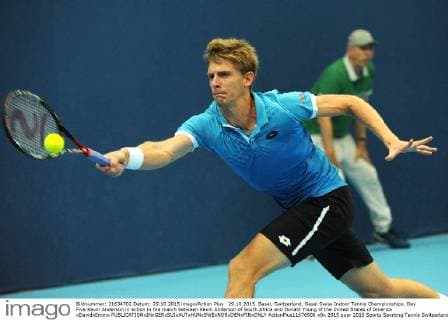 29.10.2015. Basel, Switzerland. Basel Swiss Indoor Tennis Championships. Day Five Kevin Anderson in action in the match between Kevin Anderson of South Africa and Donald Young of the United States of America xDavidxEmmx  ActionPlus11676906