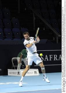 29.10.2015. Basel, Switzerland. Basel Swiss Indoor Tennis Championships. Day Five, Teymuraz Gabashvili in action in the match between Marin Cilic of Croatia and Teymuraz Gabashvili of Russia xDavidxEmmx  ActionPlus11676909