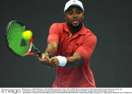 29.10.2015. Basel, Switzerland. Basel Swiss Indoor Tennis Championships. Day Five Donald Young in action in the match between Kevin Anderson of South Africa and Donald Young of the United States of America xDavidxEmmx  ActionPlus11676900