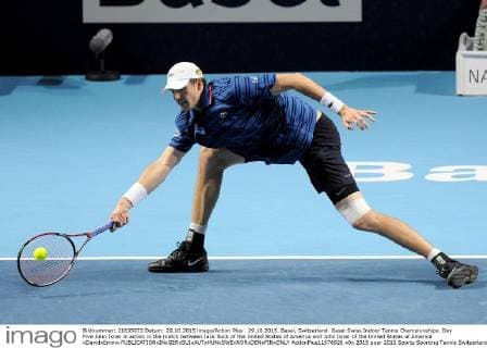 29.10.2015. Basel, Switzerland. Basel Swiss Indoor Tennis Championships. Day Five John Isner in action in the match between Jack Sock of the United States of America and John Isner of the United States of America xDavidxEmmx  ActionPlus11676926