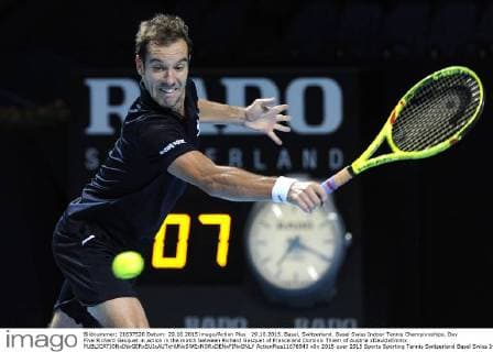 29.10.2015. Basel, Switzerland. Basel Swiss Indoor Tennis Championships. Day Five Richard Gasquet in action in the match between Richard Gasquet of France and Dominic Thiem of Austria xDavidxEmmx  ActionPlus11676943