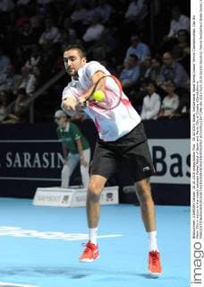 30.10.2015. Basel, Switzerland. Basel Swiss Indoor Tennis Championships. Day Six Marin Cilic in action in the match between Rafael Nadal of Spain and Marin Cilic of Croatia xDavidxEmmx  ActionPlus11677246