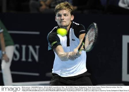 30.10.2015. Basel, Switzerland. Basel Swiss Indoor Tennis Championships. Day Six David Goffin in action in the match between Roger Federer of Switzerland and David Goffin of Belgium xDavidxEmmx  ActionPlus11677373