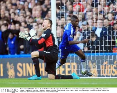 Chelsea s Ramires celebrates scoring his sides opening goal Barclays Premier League - Chelsea vs Liverpool - Stamford Bridge - England - 31st October 2015 - Picture David Klein Sportimage EDITORIAL USE ONLY. No use with unauthorised audio, video, data, fixture lists, club league logos or live services. Online in-match use limited to 120 images, no video emulation. No use in betting, games or single club league player publications.