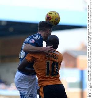 31.10.2015. St Andrews, Birmingham, England. Skybet Championship. Birmingham City versus Wolverhampton Wanderers. Michael Morrison clears from Benik Afobe. xMichaelxEdenx  ActionPlus11677656