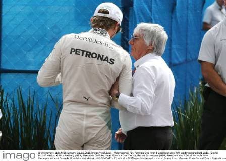 Motorsports: FIA Formula One World Championship WM Weltmeisterschaft 2015, Grand Prix of Mexico, 6 Nico Rosberg (GER, Mercedes AMG Petronas Formula One Team), Bernie Ecclestone (GBR, President and CEO of Formula One Management and Formula One Administration), xHOCHxZWEIx