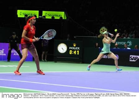 Tennis, WTA Turnier in Singapur Martina Hingis (SUI) Sania Mirza (IND) TENNIS : Masters - Singapour - WTA Tennis Damen - 01 11 2015 Tennismagx 