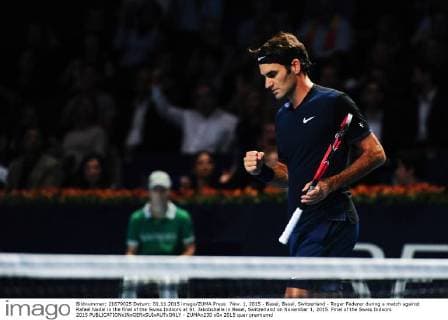 Nov. 1, 2015 - Basel, Basel, Switzerland - Roger Federer during a match against Rafael Nadal in the final of the Swiss Indoors at St. Jakobshalle in Basel, Switzerland on November 1, 2015. Final of the Swiss Indoors 2015  - ZUMAn230