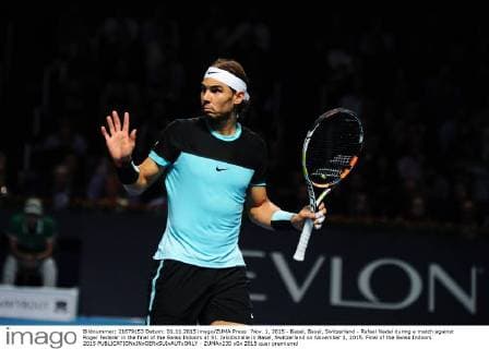 Nov. 1, 2015 - Basel, Basel, Switzerland - Rafael Nadal during a match against Roger Federer in the final of the Swiss Indoors at St. Jakobshalle in Basel, Switzerland on November 1, 2015. Final of the Swiss Indoors 2015  - ZUMAn230