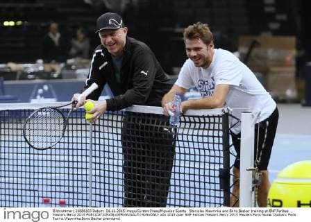 Stanislas Wawrinka and Boris Becker training at BNP Paribas Masters Bercy 2015 