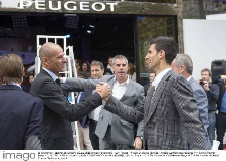 Guy Forget - Novak Djokovic TENNIS : Media Conference Peugeot ATP Tennis Herren - Paris - 02 11 2015 AlexisCourcoux 