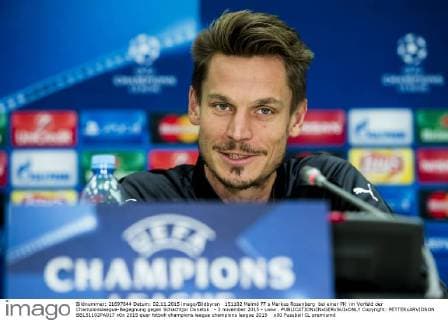 151102 Malmö FF s Markus Rosenberg bei einer PK im Vorfeld der Championsleague-Begegnung gegen Schachtjor Donetsk - 2 november 2015 - Lwiw .  Copyright: PETTERxARVIDSON BB151102PA017