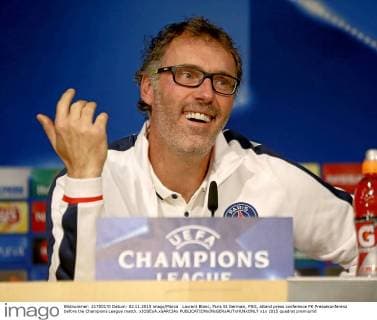 Laurent Blanc, Paris St Germain, PSG, attend press conference PK Pressekonferenz before the Champions League match. xJOSExA.xGARCIAx 