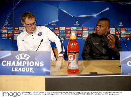 Laurent Blanc and Blaise Matuidi, Paris St Germain, PSG, attend press conference PK Pressekonferenz before the Champions League match. xJOSExA.xGARCIAx 